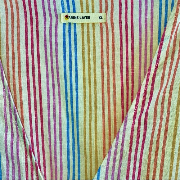 Marine Layer Camila Stripe XL Summer Dress Flutter Sleeve V-Neck Hemp Midi - Picture 6 of 6